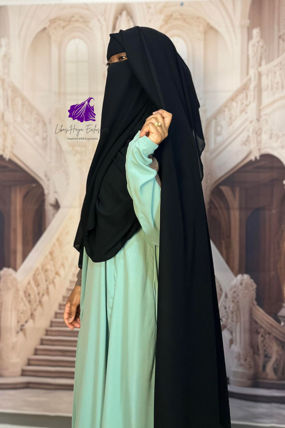 Raahah- Two Layer XL Niqab Black