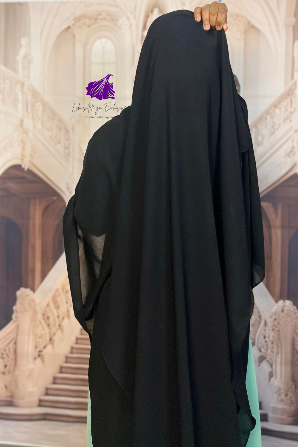 Raahah 2-Layer XL Niqab Black (Ships To South America)