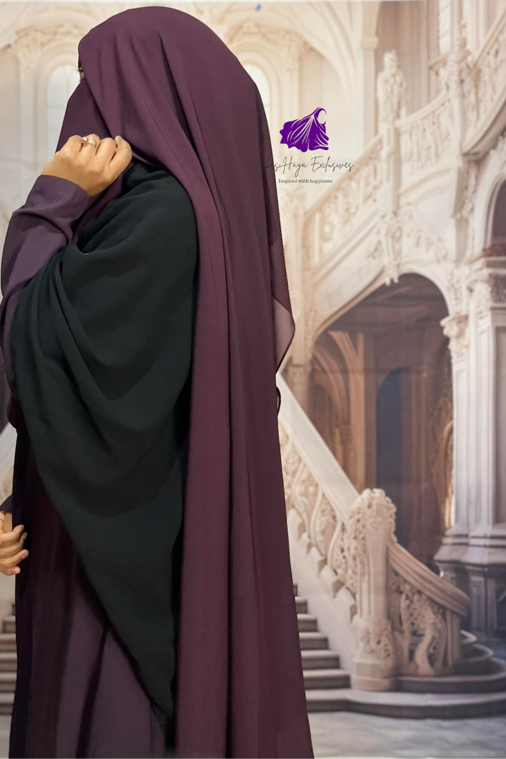 Raahah 2-Layer XL Niqab-Purple (Ships To South America)