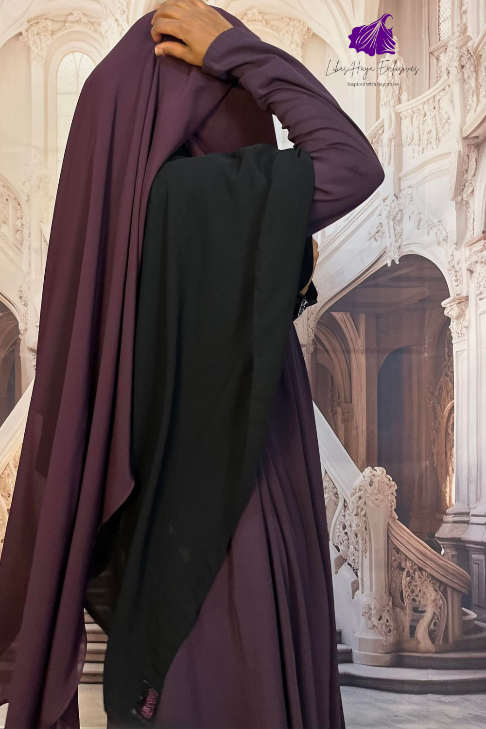 Raahah 2-Layer XL Niqab-Purple (Ships To South America)