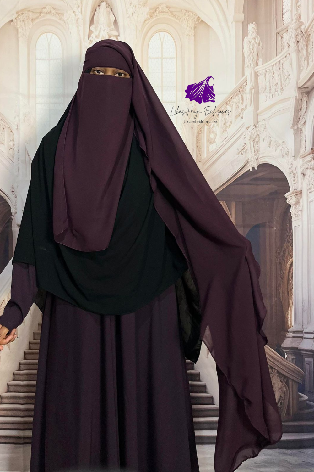 Raahah 2-Layer XL Niqab-Purple (Ships To South America)