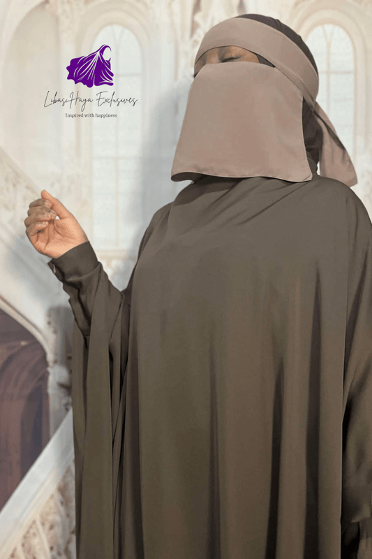 Niqab, Single Layer Niqab, Short Niqab 7"- Nude(Ships To South America)