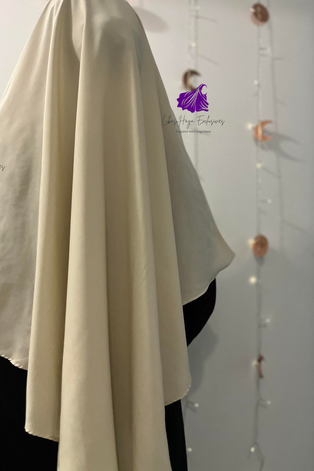 Khimar, Zahra Khimar-Single layer khimar with built in niqab-Cream (Ships to South America)