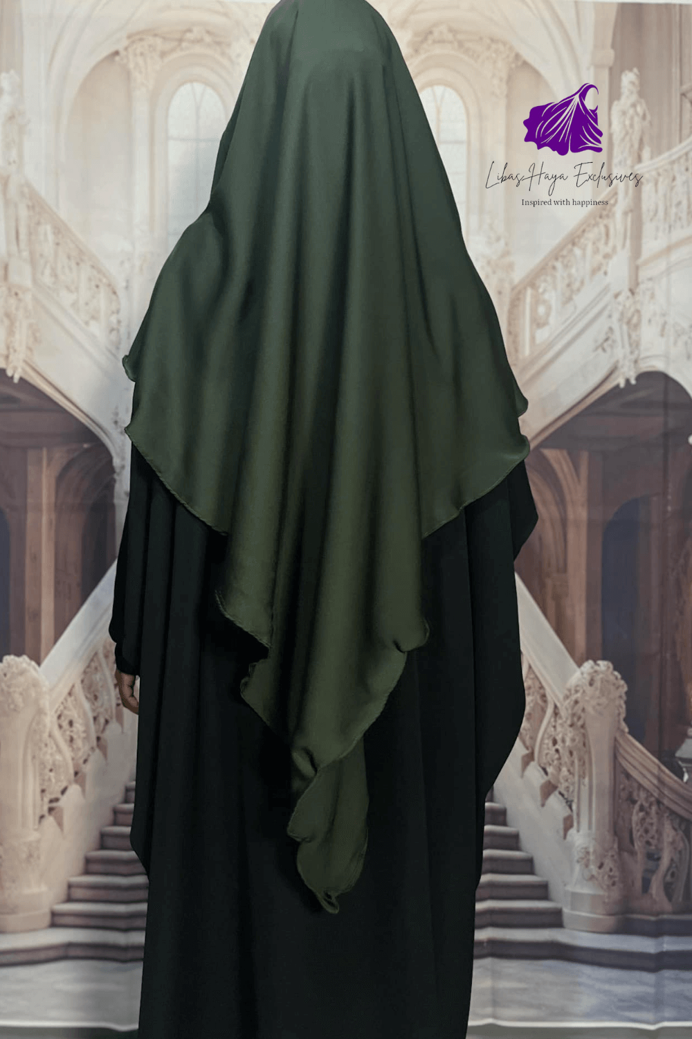 khimar, Single layer Khimar,  Zahra khimar with adjustable Niqab-Green