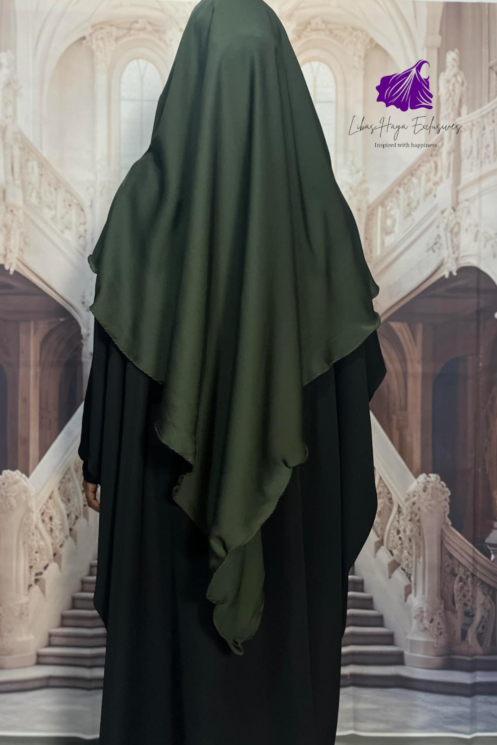 Khimar -Single layer khimar, Zahra khimar with built-in niqab- Green