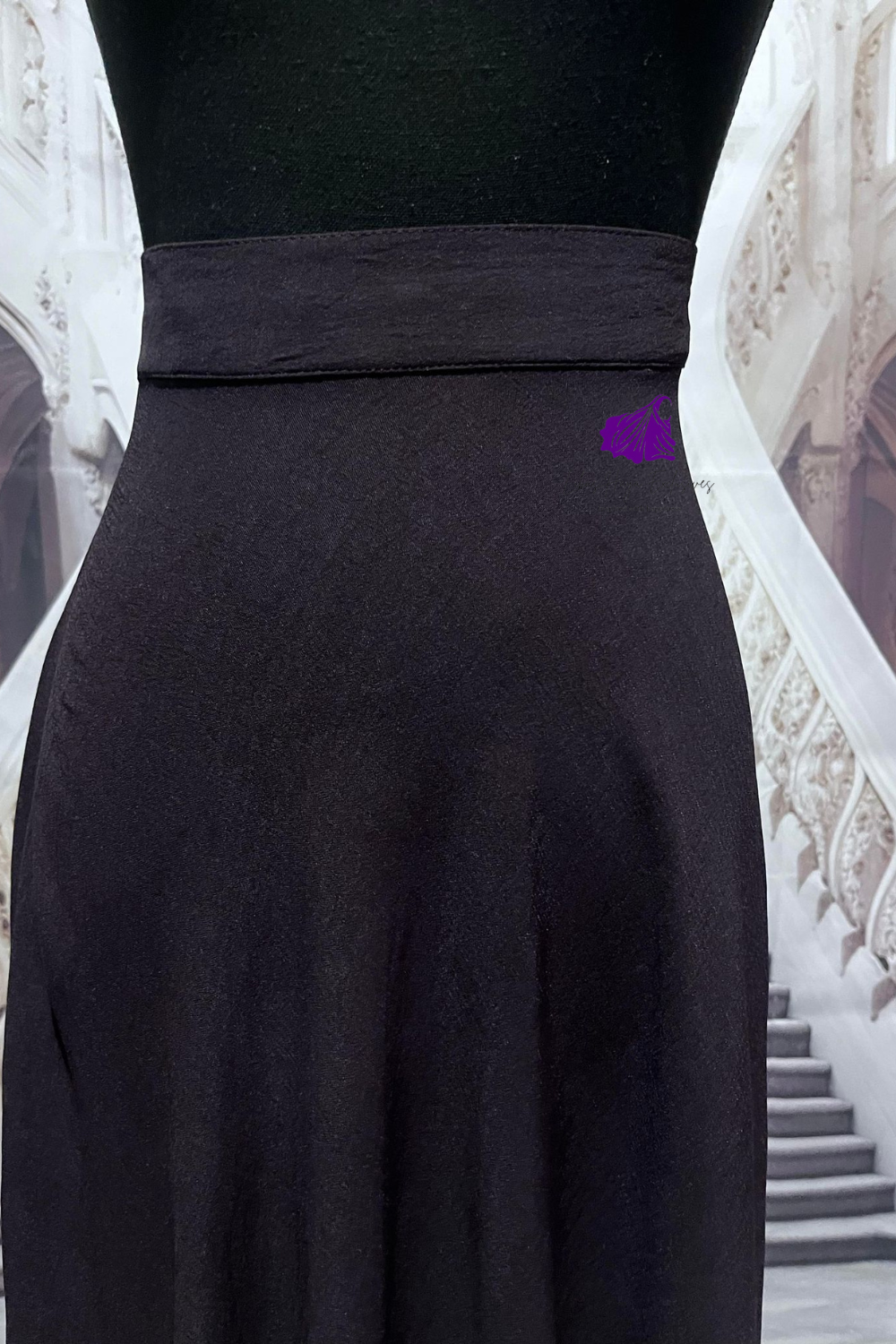 Skirts-Hiba High Waist Skirt, Full Circle Crepe Skirt with elastic Band & Pockets-Dark Brown