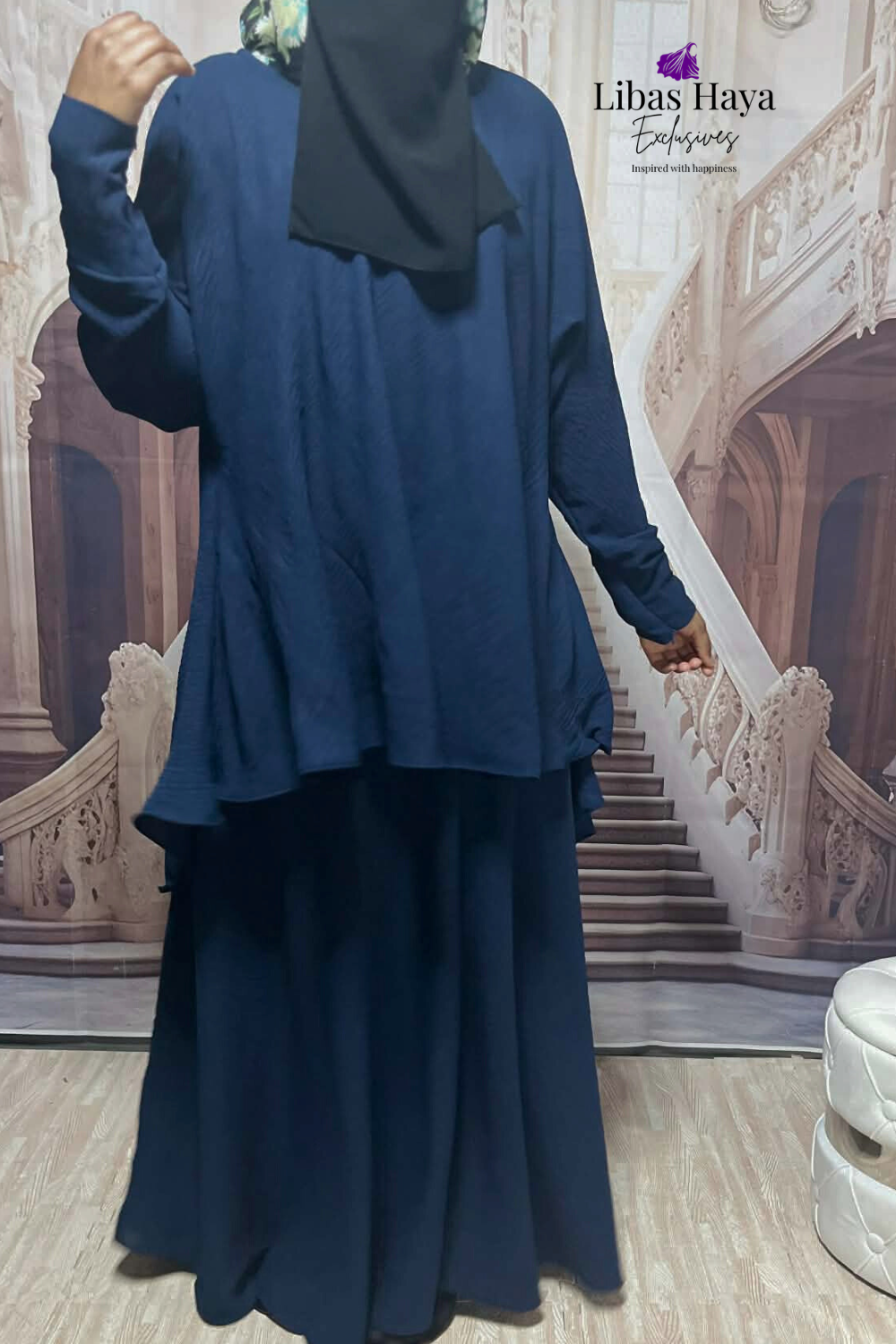 Hiba High Waist Skirt With Pockets Navy