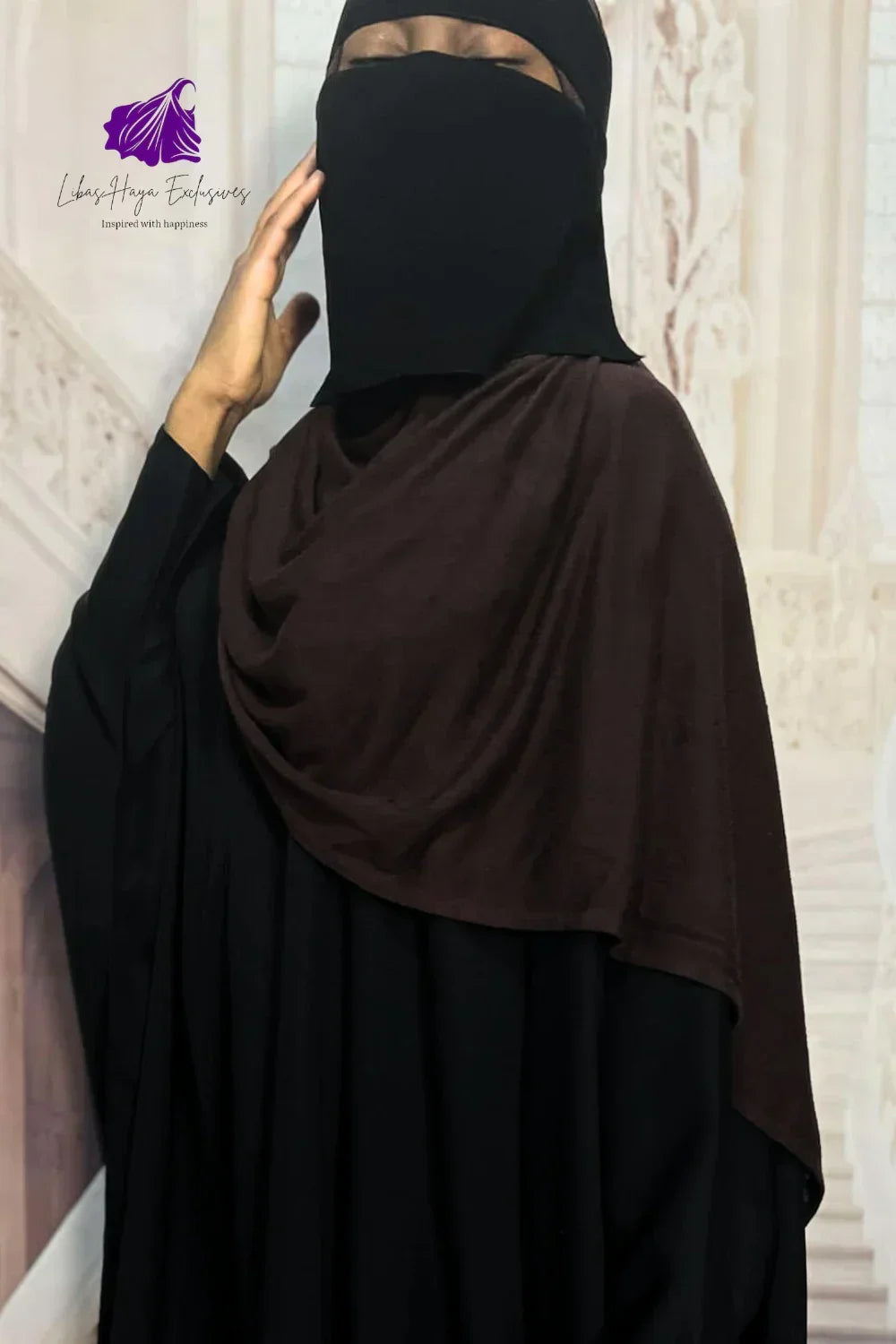 Niqab, Single Layer Niqab, Short Niqab 7"- Black (Ships to South America) - Libas-Haya Exclusives