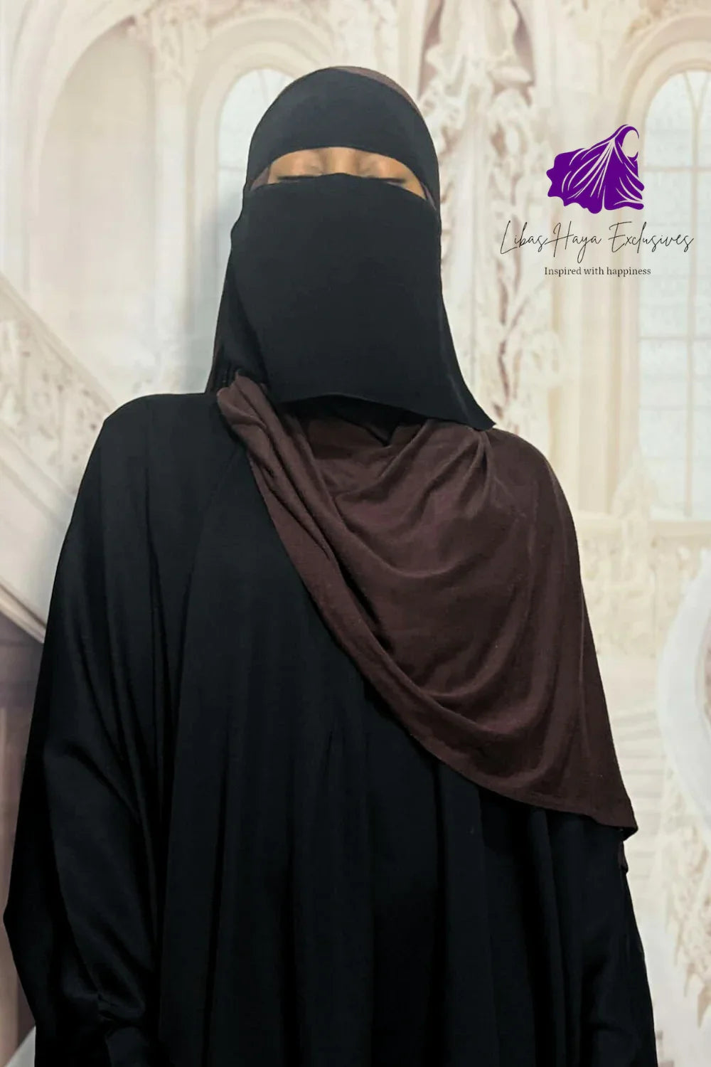 Niqab, Single Layer Niqab, Short Niqab 7"- Black (Ships to South America) - Libas-Haya Exclusives