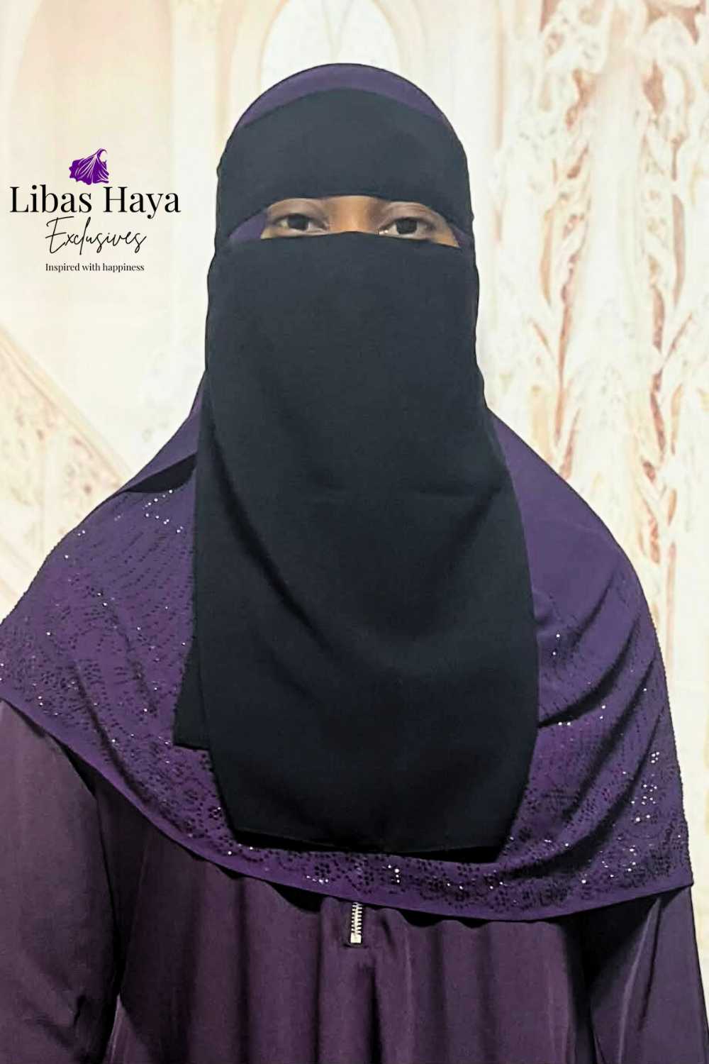 single layer black niqab- libas haya No pinch long
