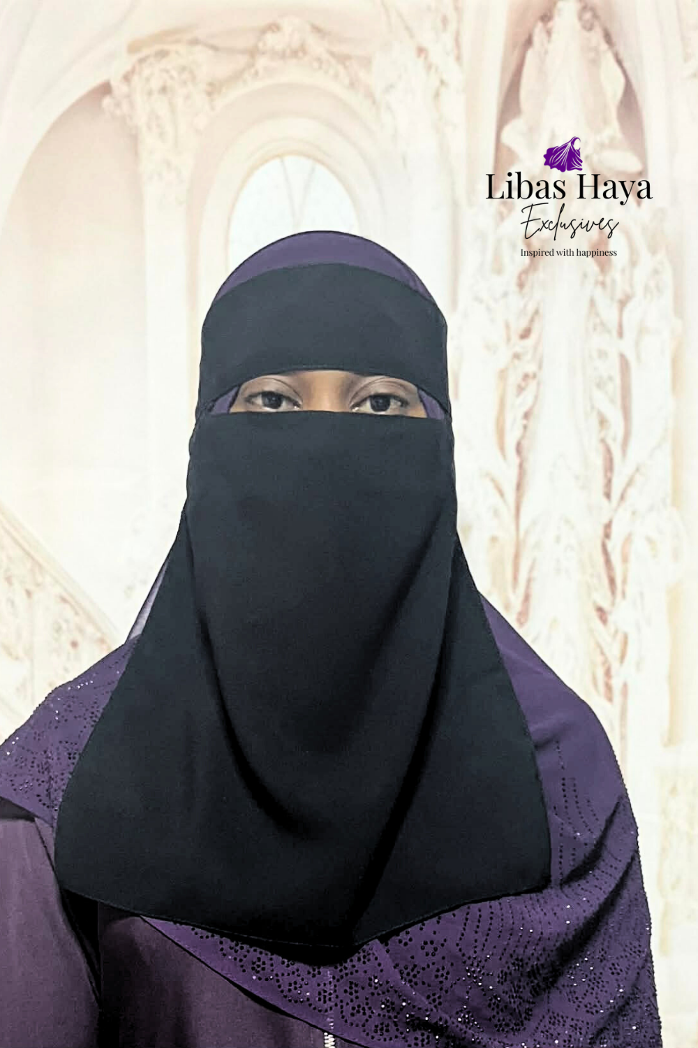 Niqab-Raahah Black Single layer Niqab No Pinch