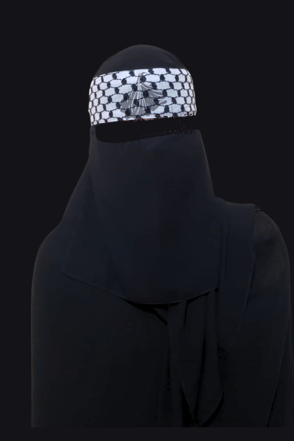 Keffiyah niqab with Palestinian keffiyah and black niqab