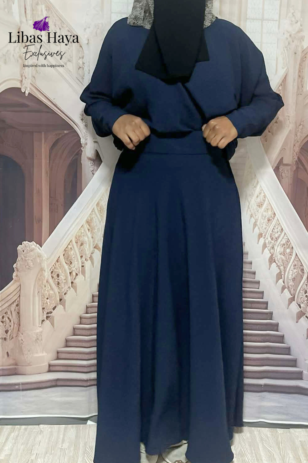 Hiba High Waist Skirt With Pockets Navy