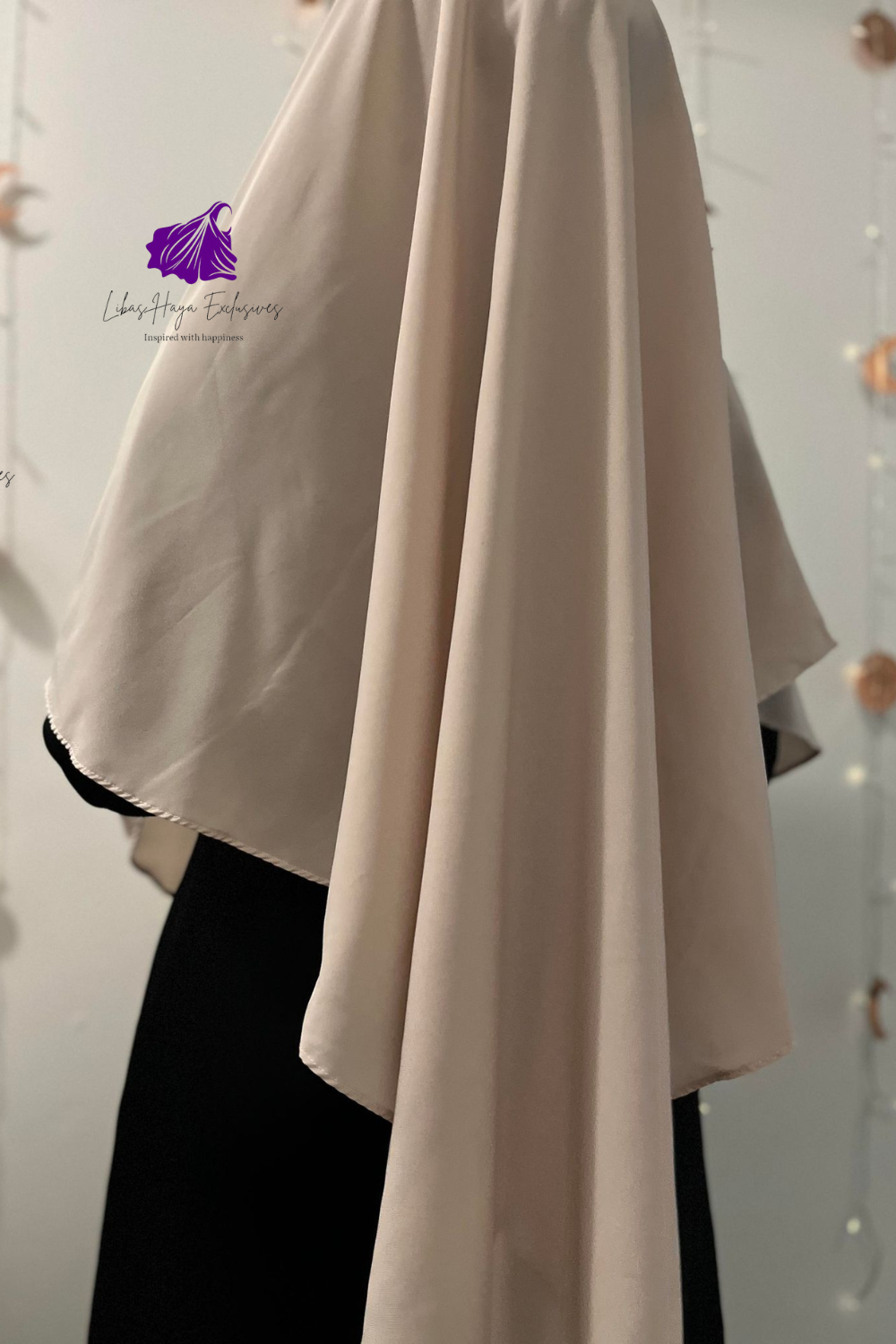 Khimar, Zahra Khimar-Single layer khimar with built in niqab-Cream (Ships to North America)