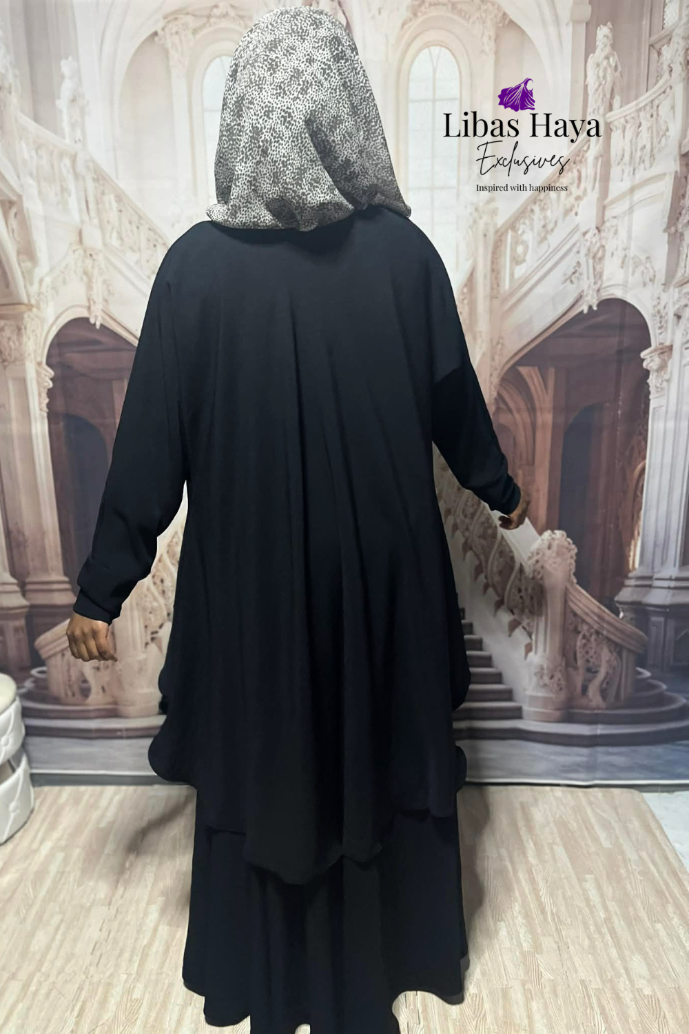 back view of Modest Blouse in Black
