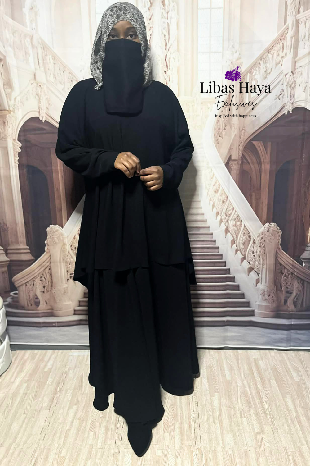 Long Sleeve black Modest top with skirt 