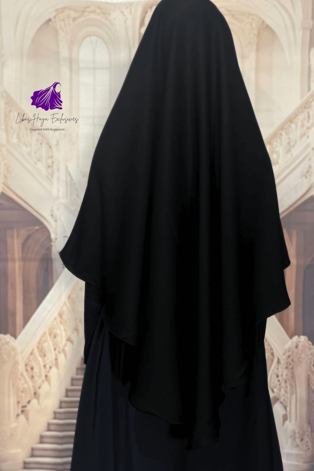 Khimar, Single Layer Khimar with built in Niqab-Black