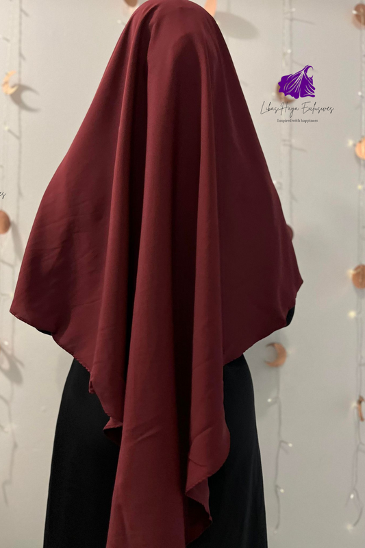 Khimar, Zahra Khimar-Single layer khimar with built in niqab-Burgundy (Ships to South America)