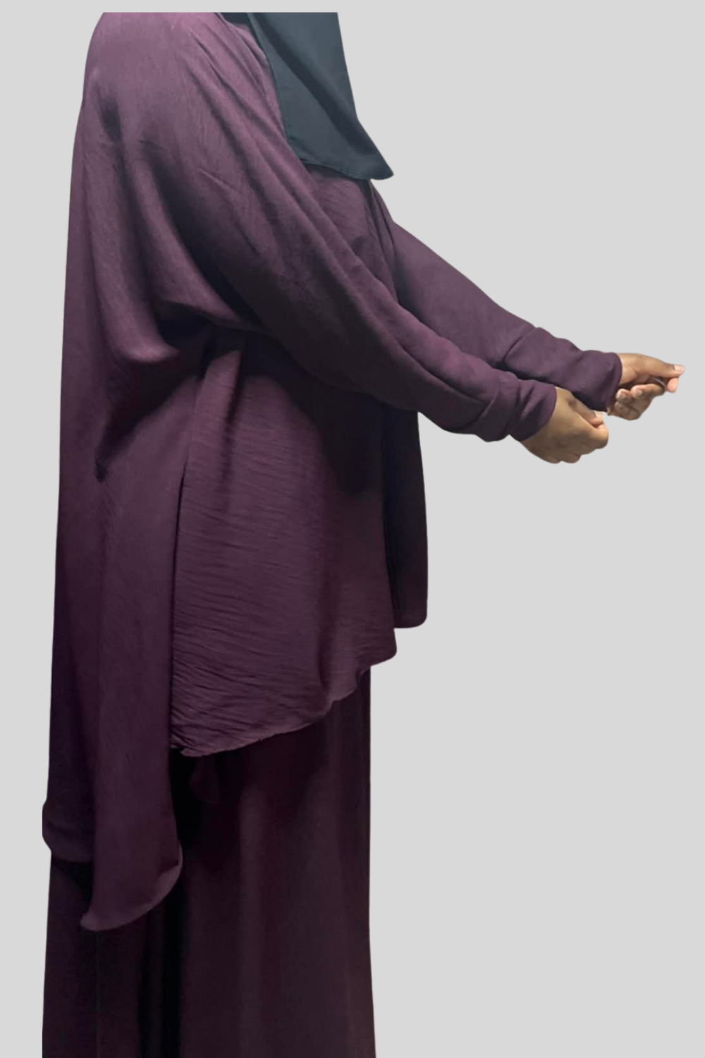 Hiba Modest Blouse – Long Sleeve Flowy Tunic, Deep Plum