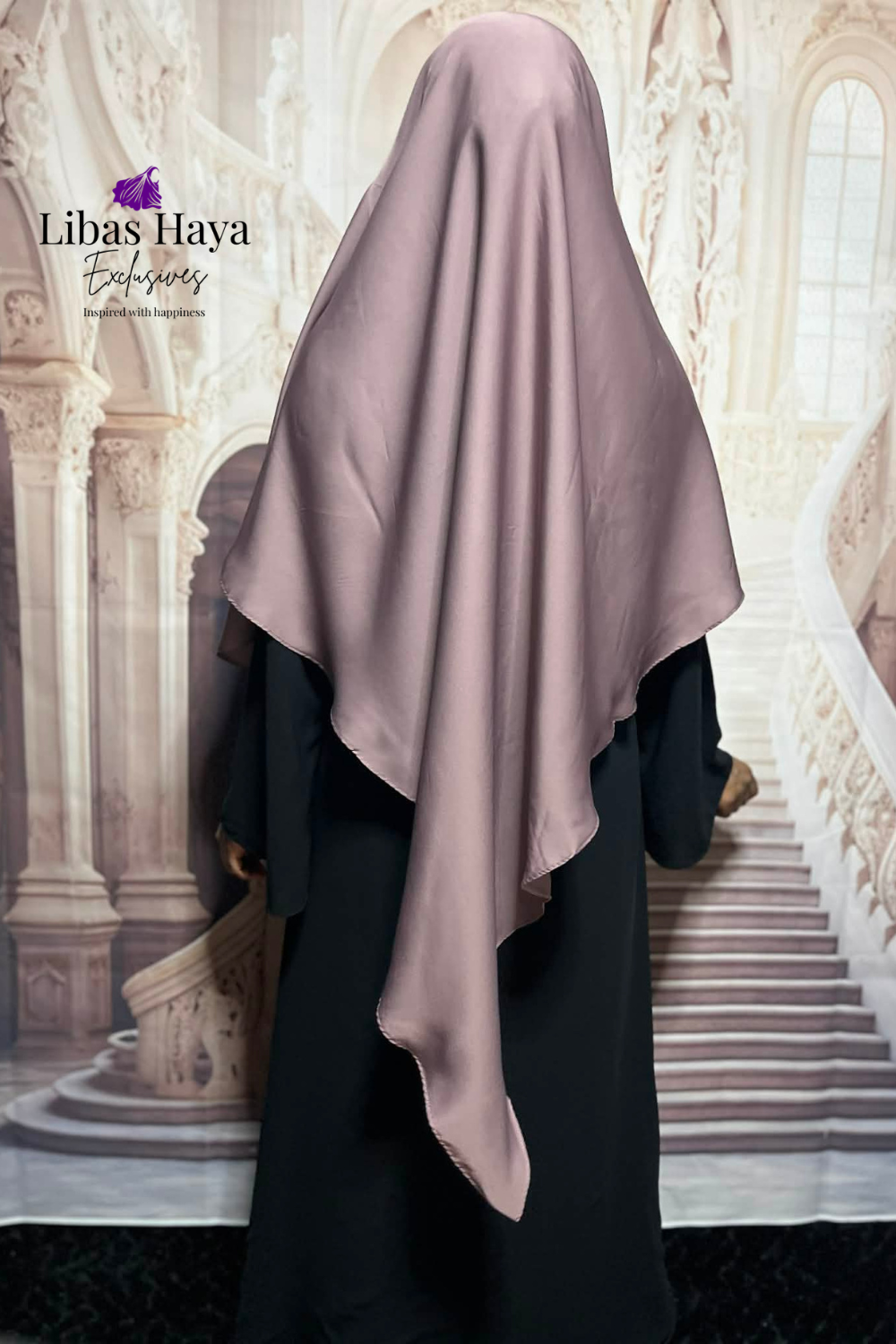 Khimar, Dusty Pink Diamond Cut Khimar, Tie Back Khimar in Premium Nida| Modest Hijab