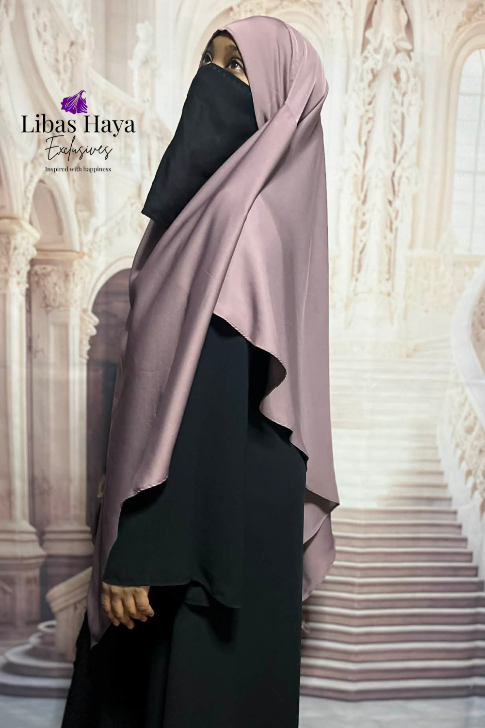 Khimar, Dusty Pink Diamond Cut Khimar, Tie Back Khimar in Premium Nida| Modest Hijab