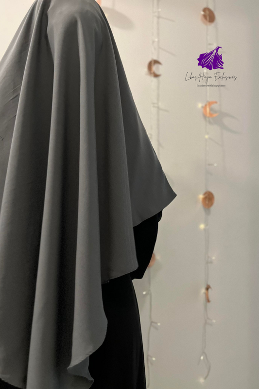 Khimar, Zahra Khimar-Single layer khimar with built in niqab-Grey