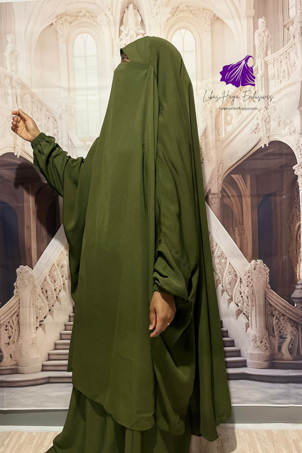 2 piece jilbab in army green