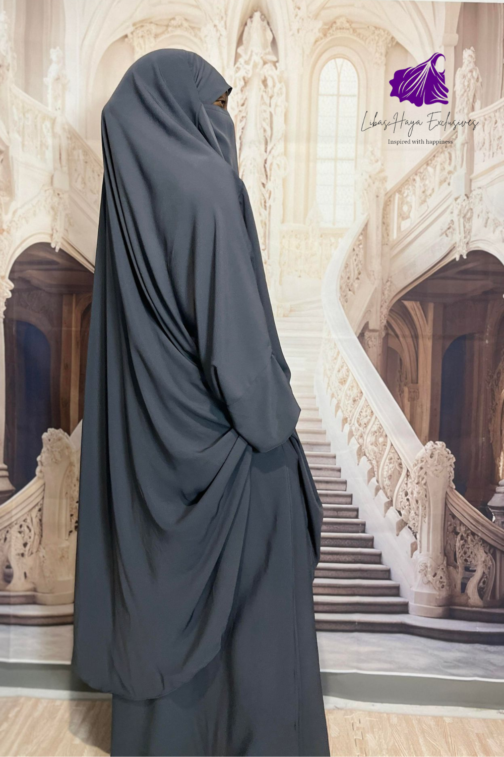 jilbab with skirt in color gray