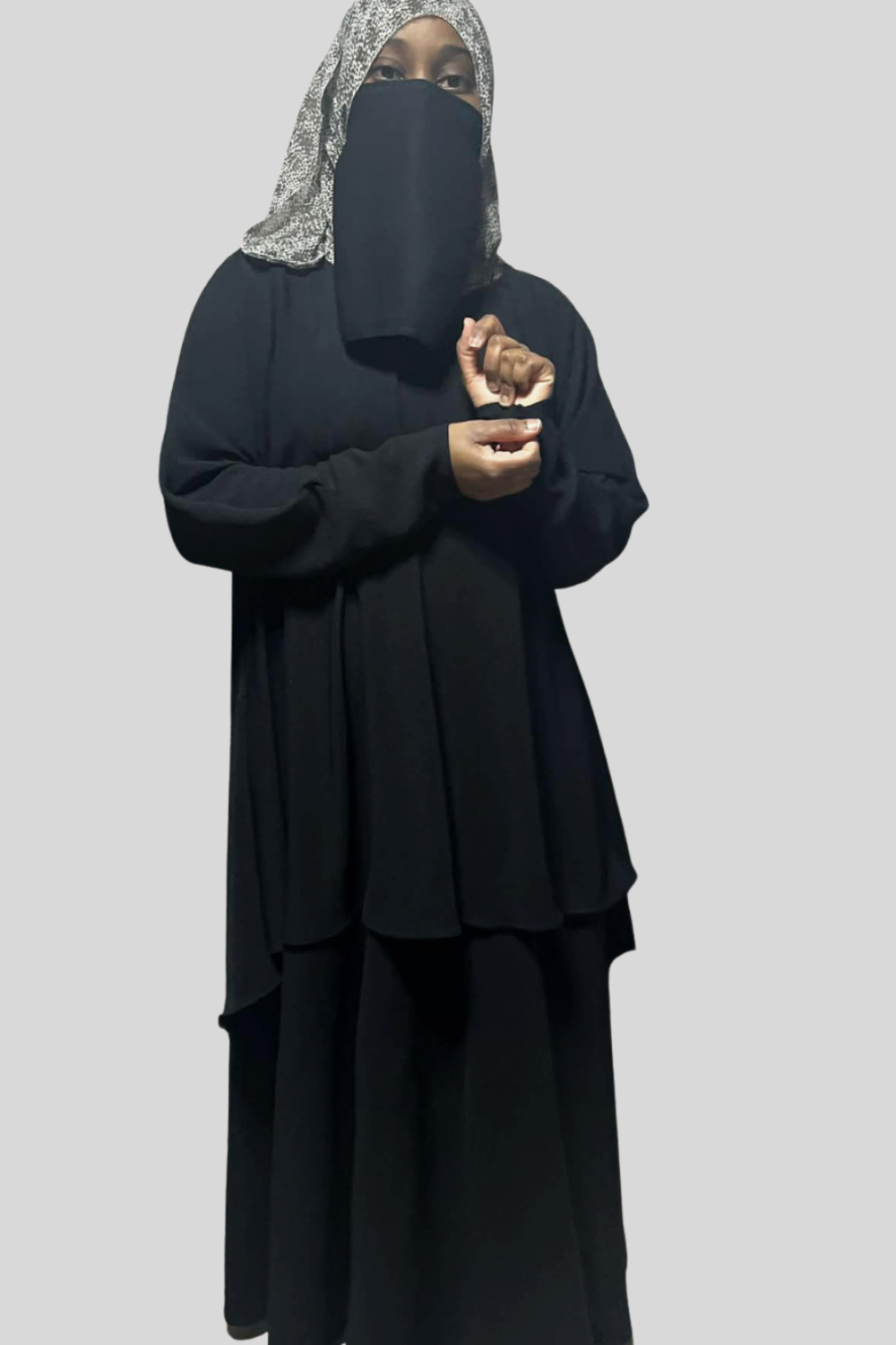 Hiba Modest Blouse – Long Sleeve Flowy Tunic Top Black