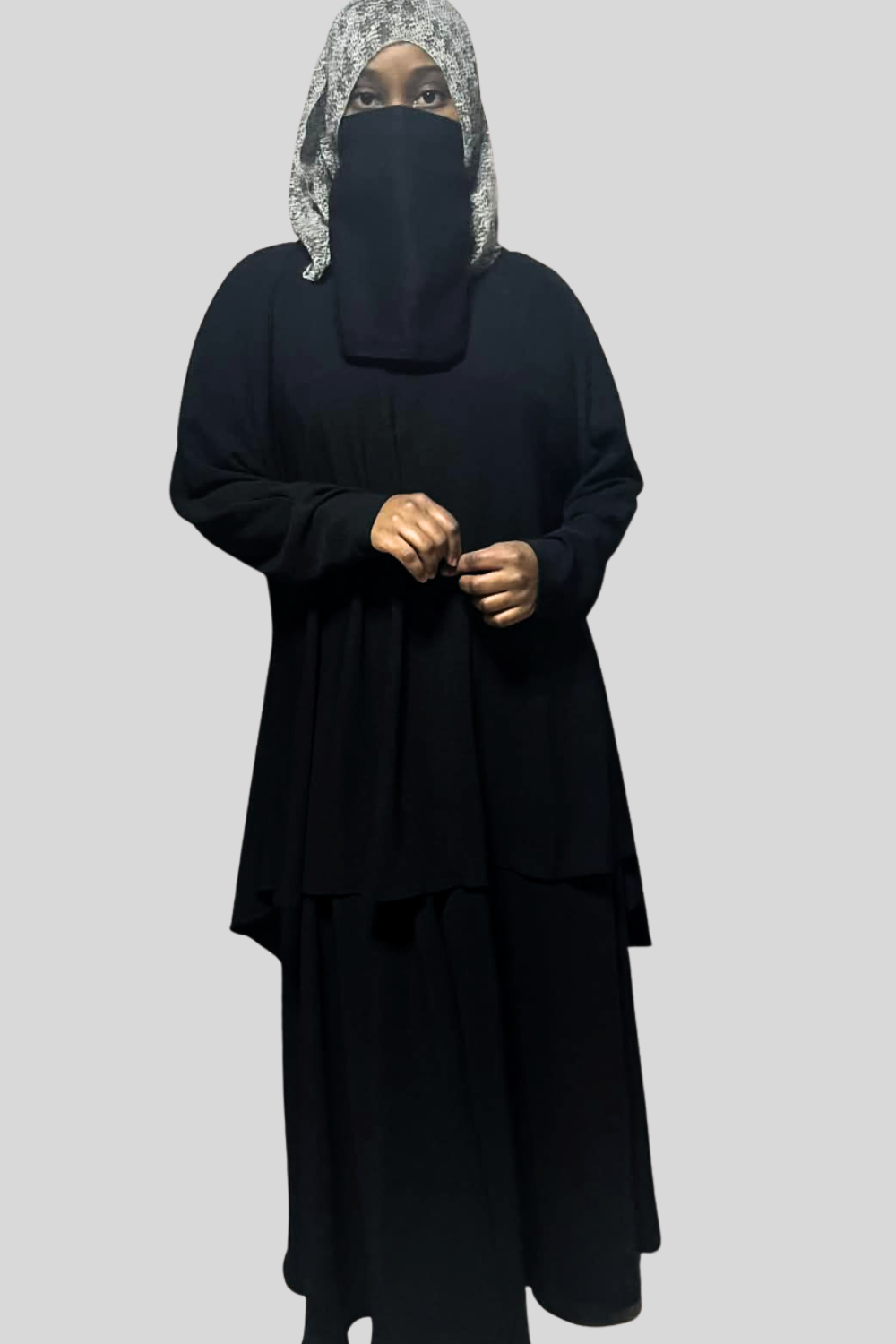 Hiba High Waist Maxi Skirt With Pockets-Modest Flowy Skirt Black