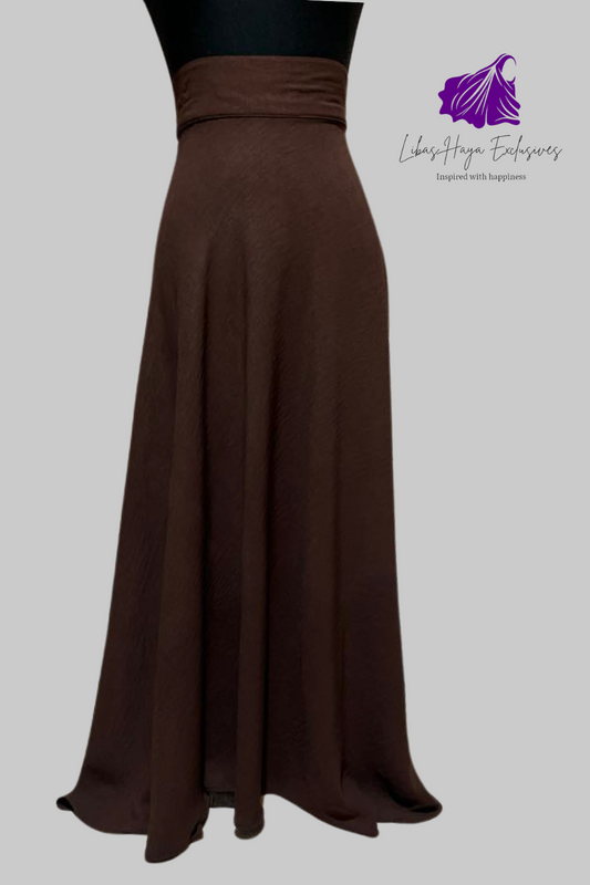 Hiba High Waist Skirt With Pockets-Brown