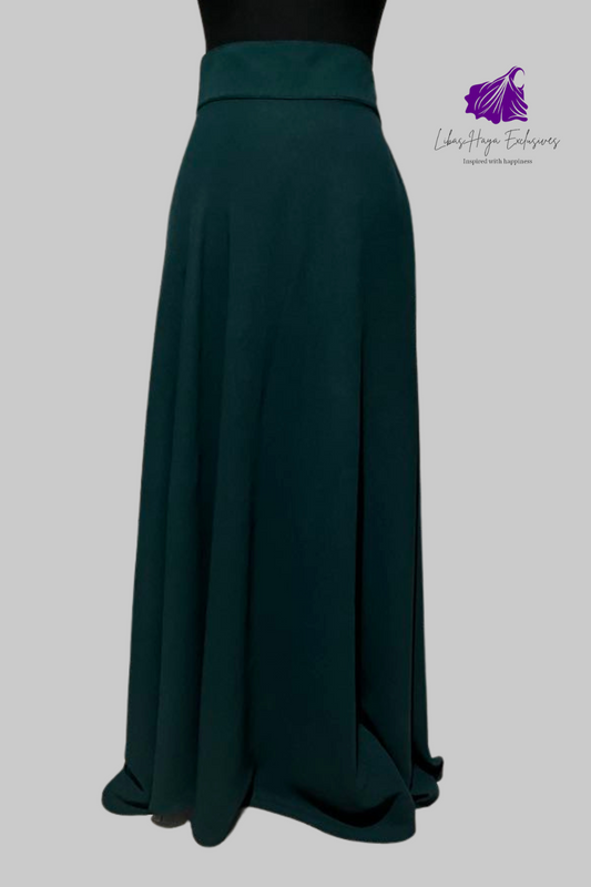 Hiba High Waist Skirt With Pockets-Emerald Green