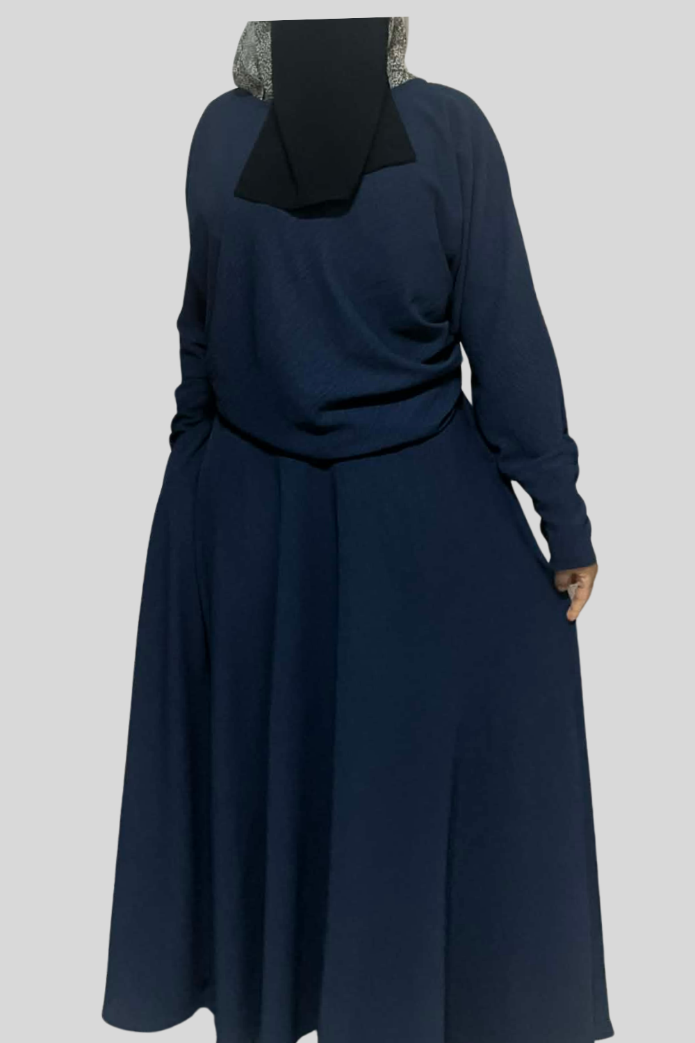 Hiba High Waist Maxi Skirt With Pockets-Modest Flowy Skirt Navy