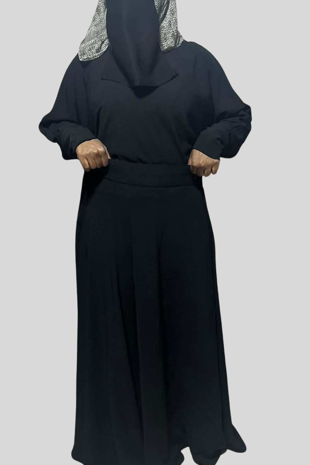 Hiba High Waist Maxi Skirt With Pockets-Modest Flowy Skirt Black