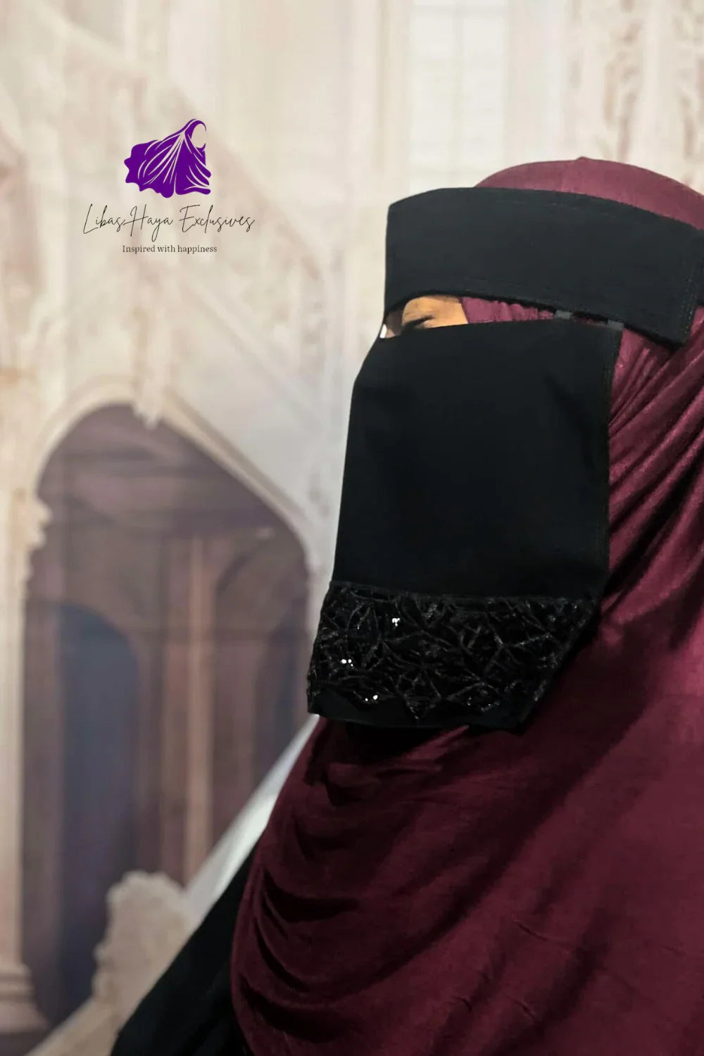 Niqab-Hilya Lace Niqab, Niqab with Nose string.( Ships to South America) - Libas-Haya Exclusives