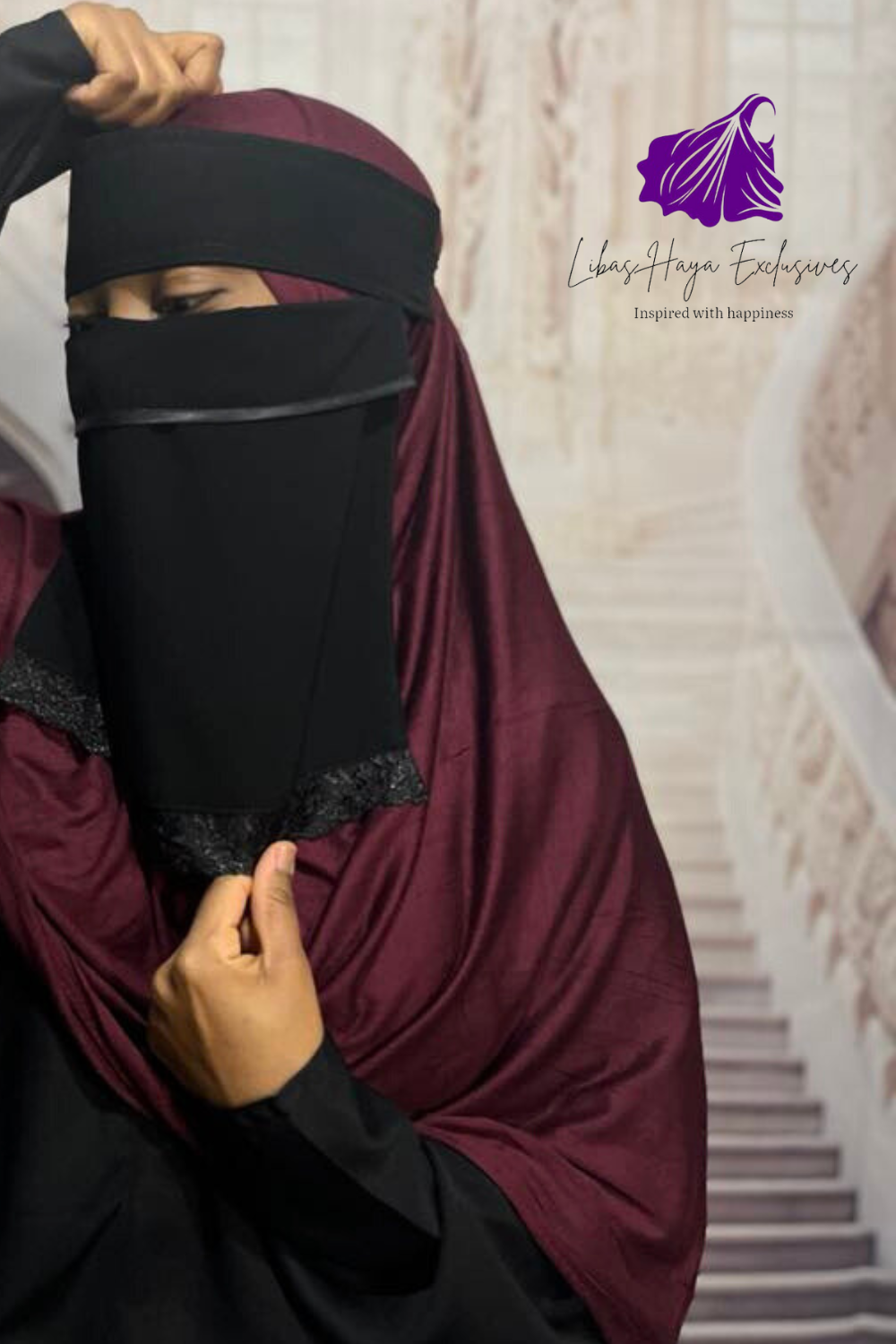 Niqab-Hilya Lace Niqab, Satin edge Niqab.