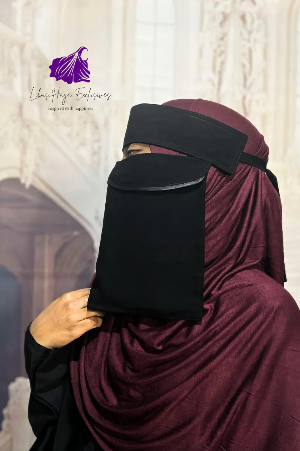 Niqab-Hilya Short Niqab, Double Curved Satin Edge Niqab. (Ships to South America) - Libas-Haya Exclusives