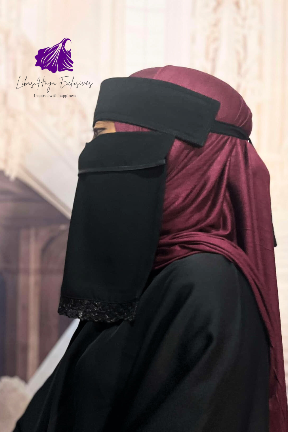 Niqab-Hilya Lace Niqab, Satin edge Niqab.