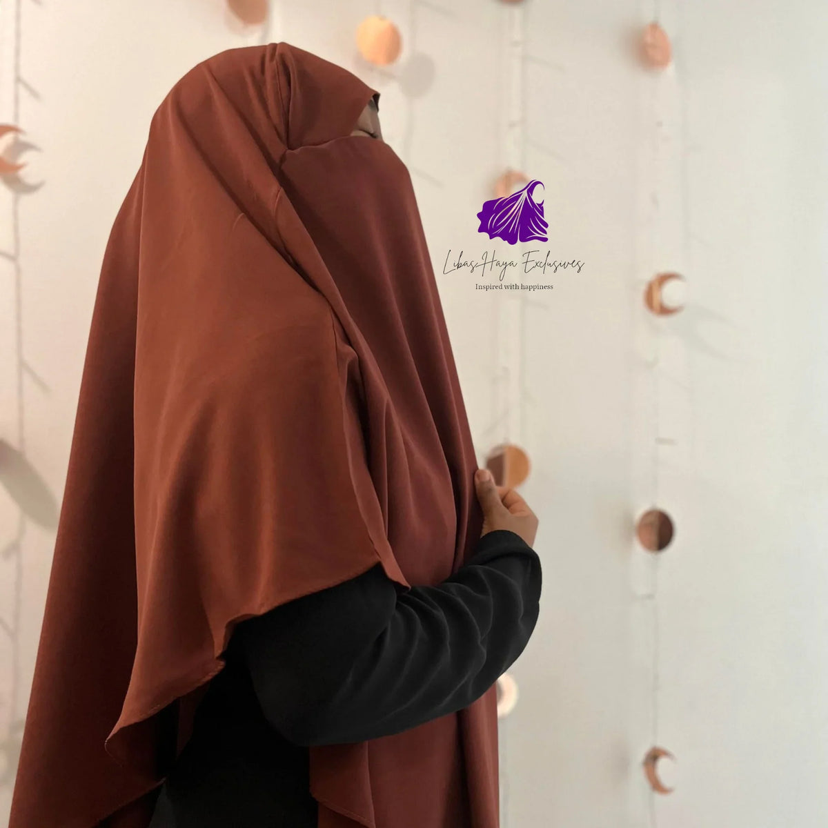 Khimar, Zahra Khimar-Single layer khimar with built in niqab-Brown - Libas-Haya Exclusives