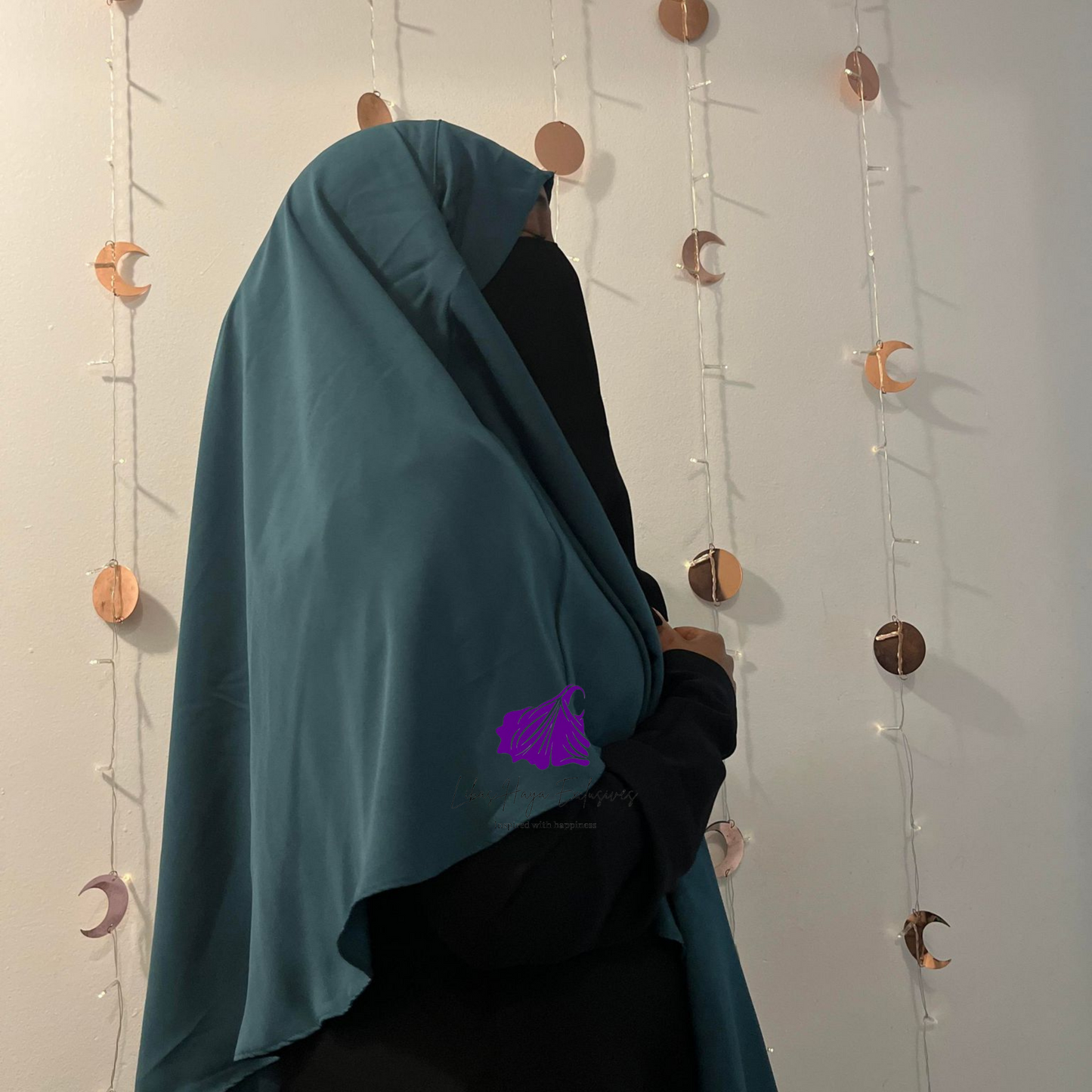 Khimar,Zahra Khimar-Single layer khimar with built in niqab- Green (Ships to North America)
