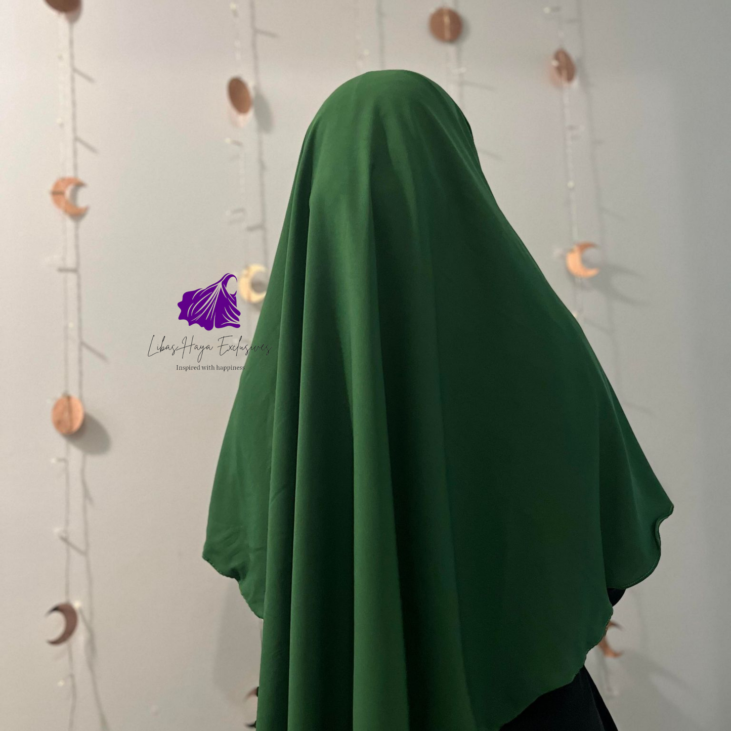 Khimar,Zahra Khimar-Single layer khimar with built in niqab- Green (Ships to North America)