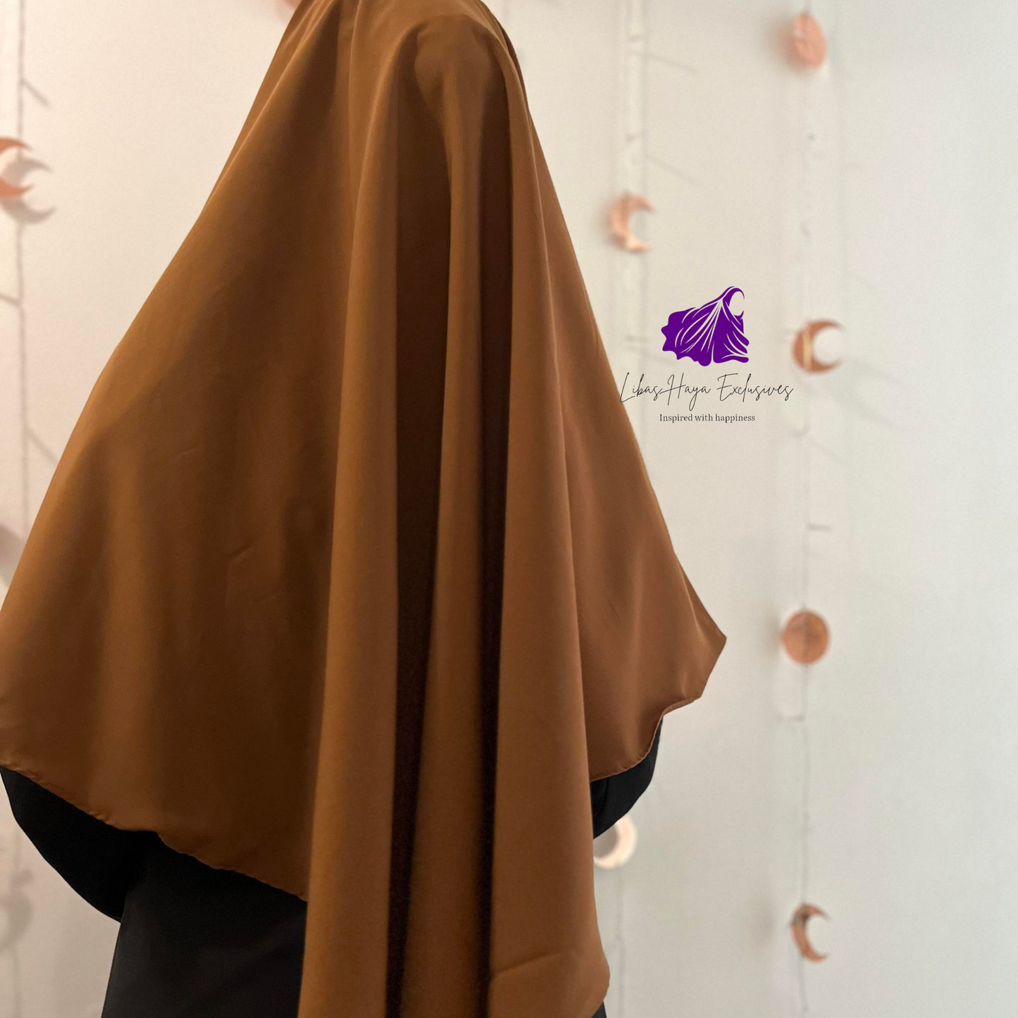 Zahra Khimar-Single layer khimar with built in niqab-Brown (Ships to South America)