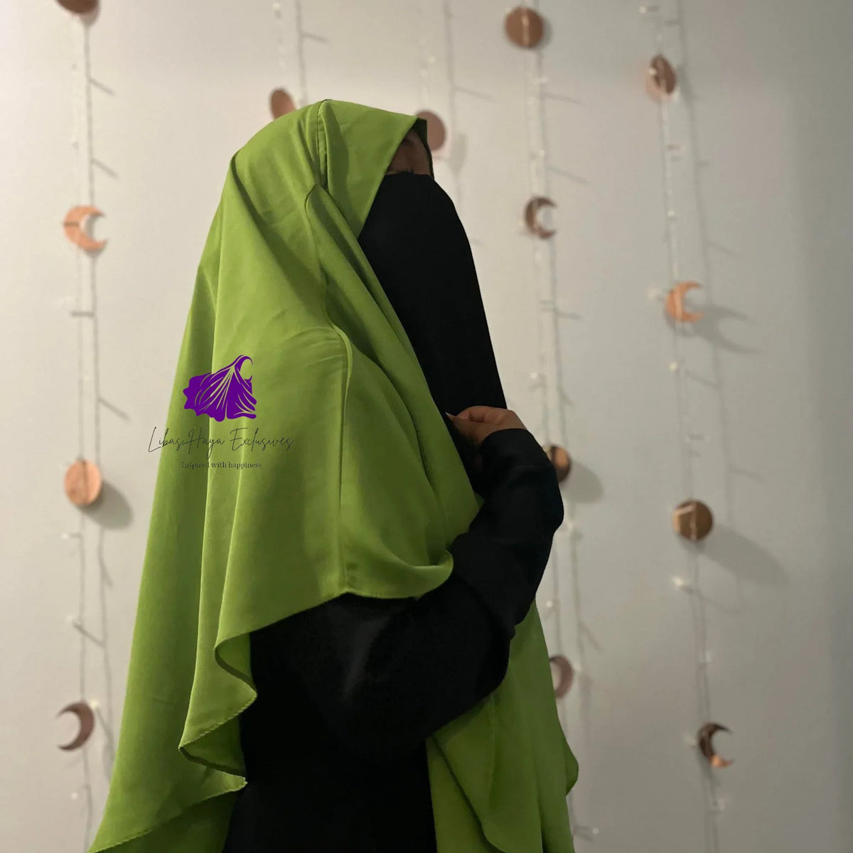 Khimar,Zahra Khimar-Single layer khimar with built in niqab- Green - Libas-Haya Exclusives