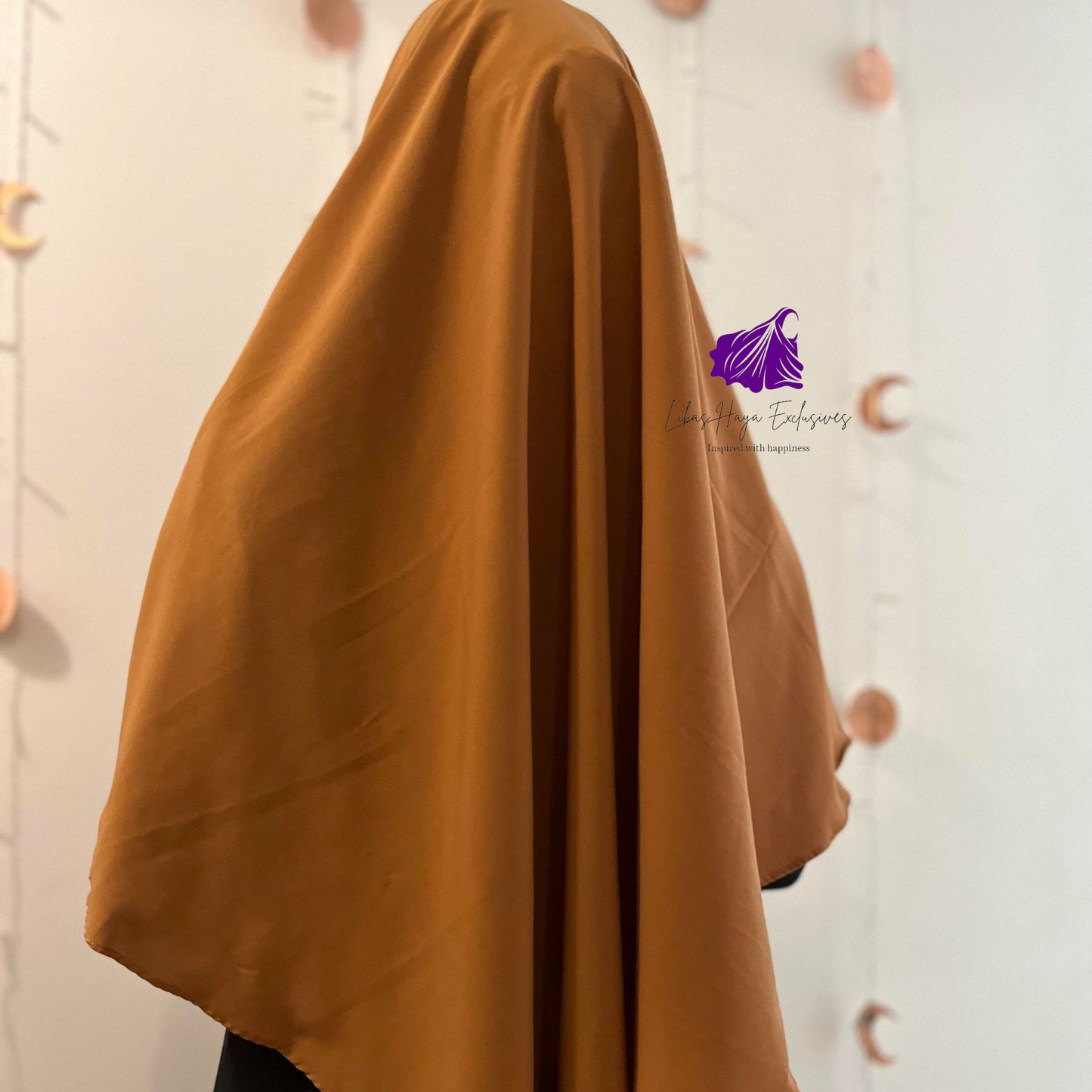Zahra Khimar-Single layer khimar with built in niqab-Brown (Ships to South America)