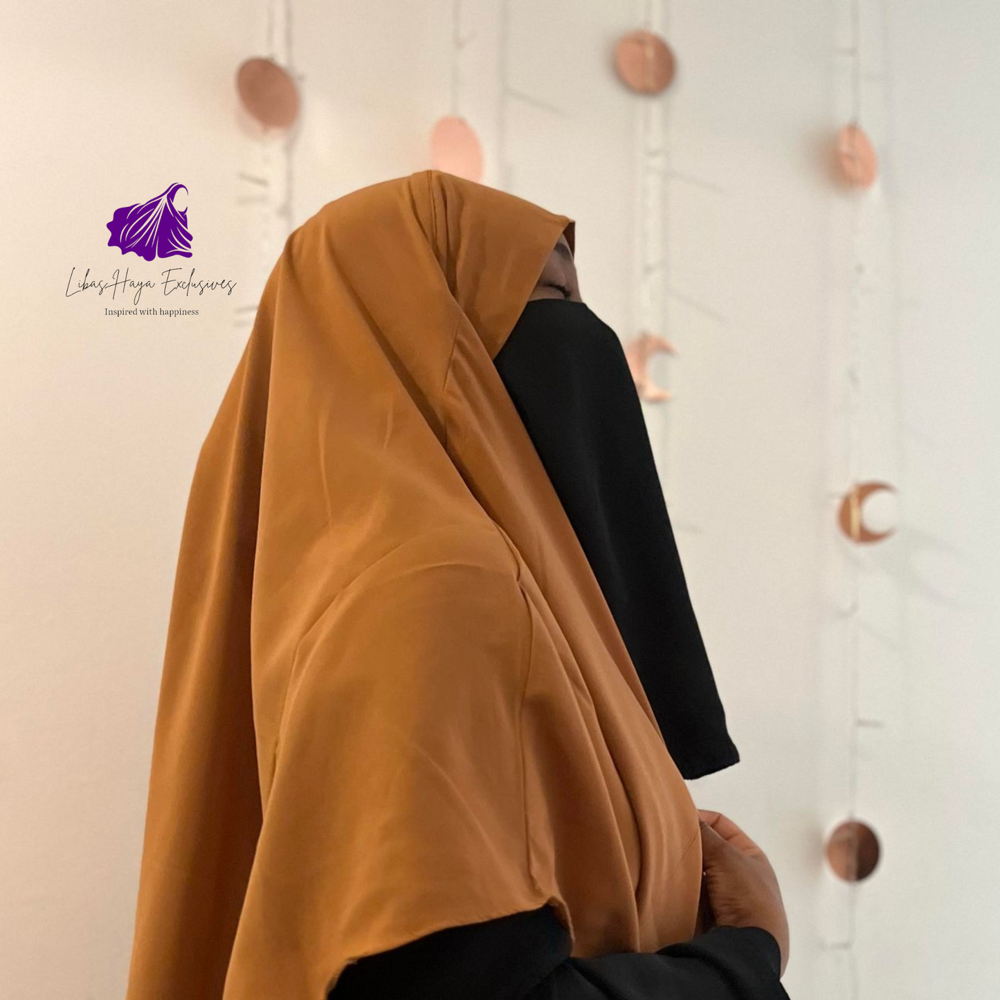 Niqab, Raahah Half Niqab Tie back half niqab. Black-Short