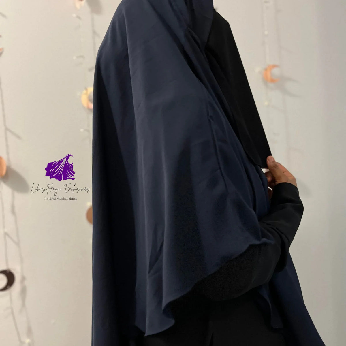 Khimar, Zahra Khimar-Single layer khimar with built in niqab -Blue - Libas-Haya Exclusives