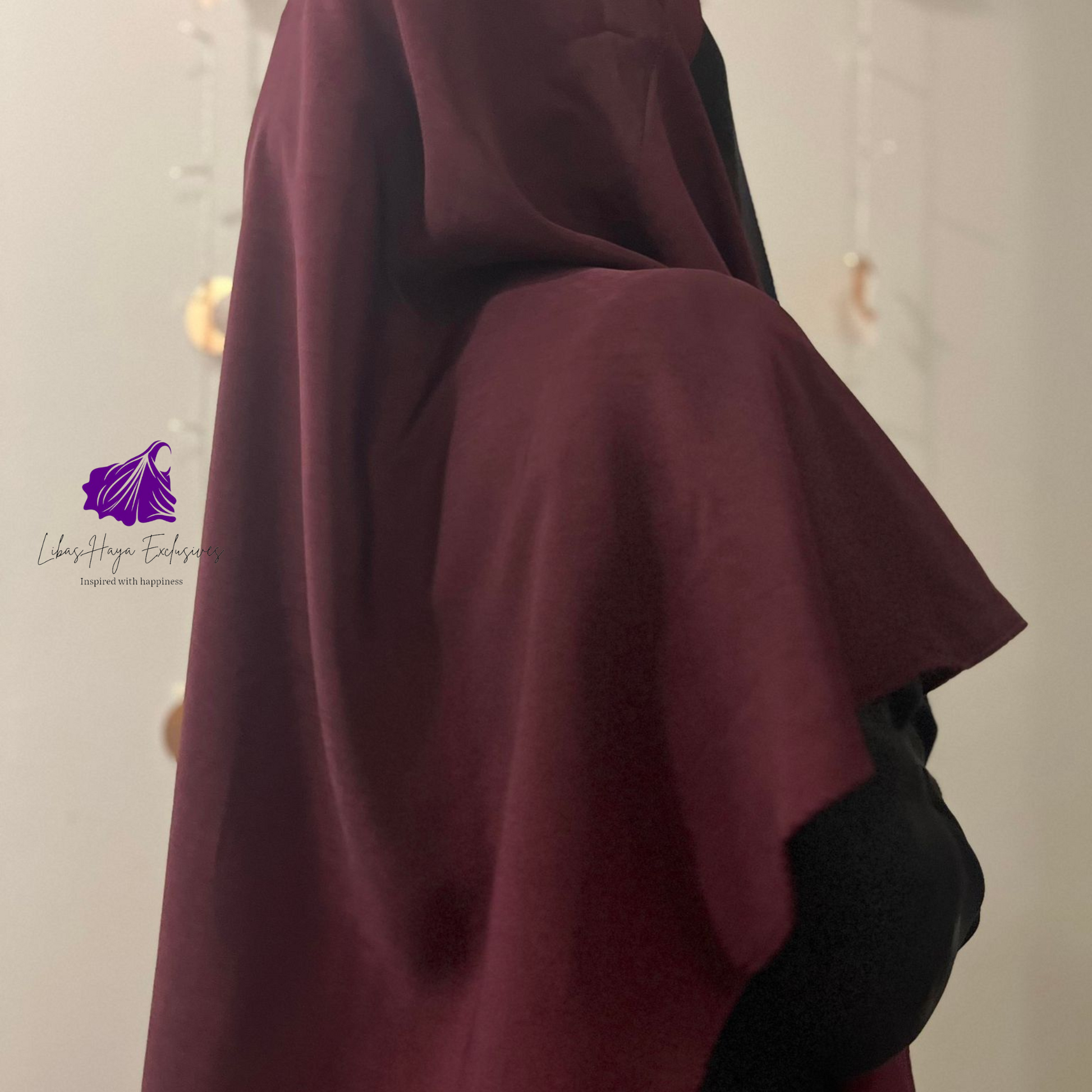 single layer khimar in plum side 