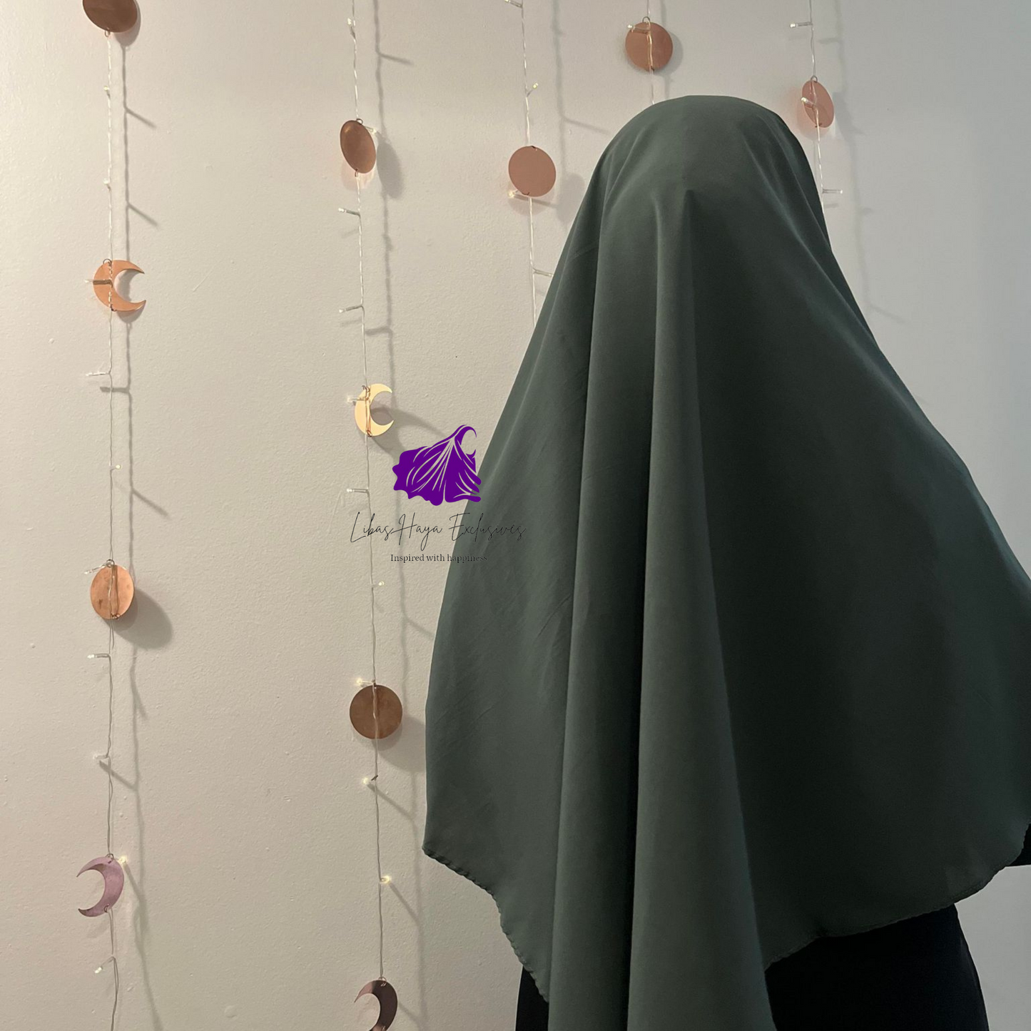 Khimar,Zahra Khimar-Single layer khimar with built in niqab- Green
