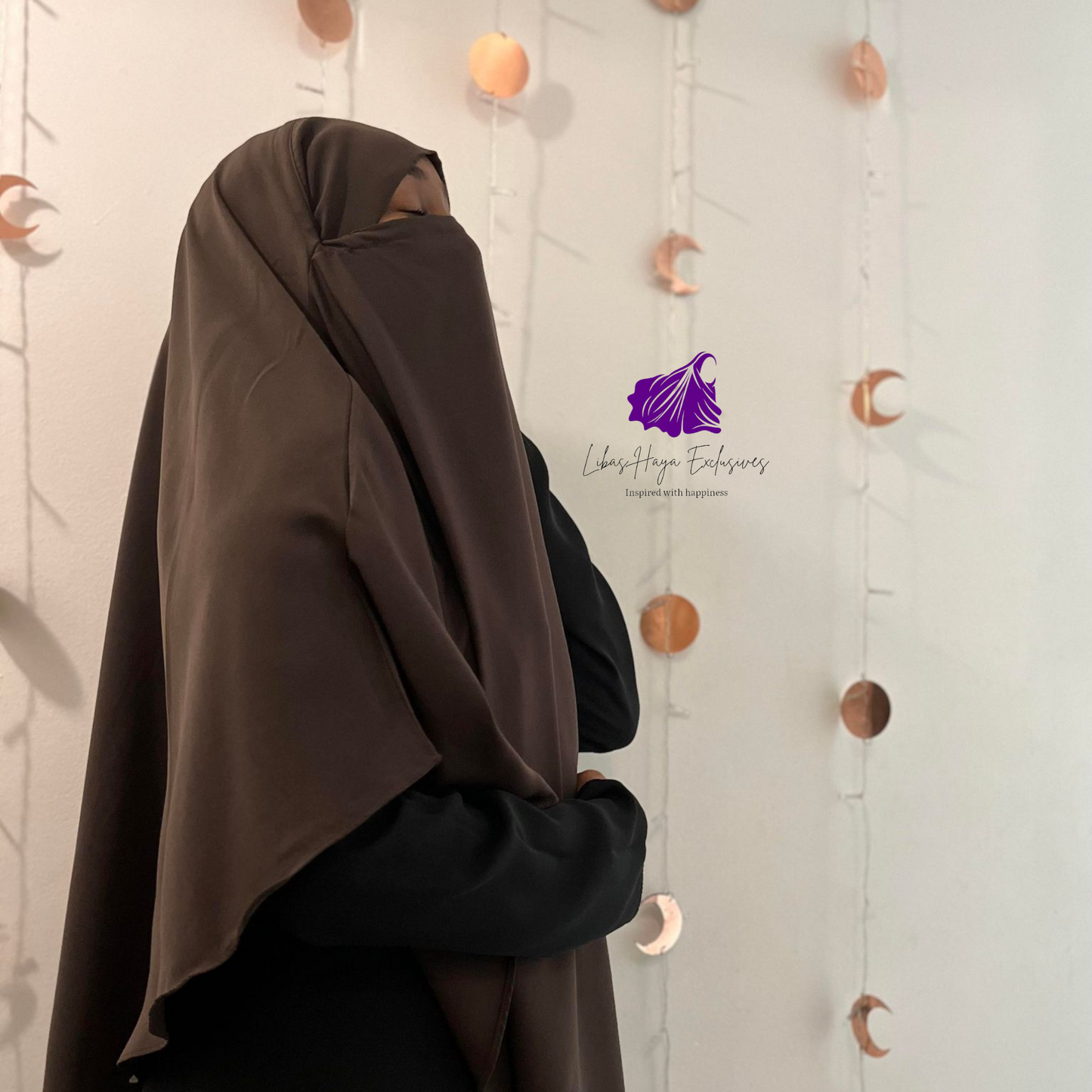 Khimar, Zahra Khimar-Single layer khimar with built in niqab-Brown (Ships to North America)