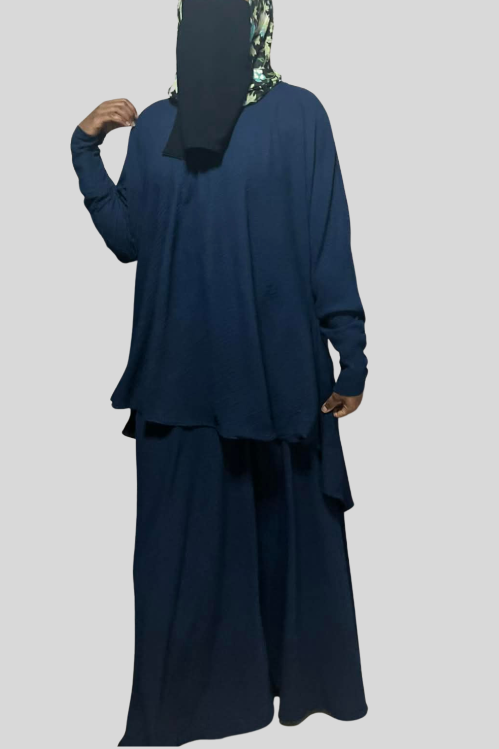 Hiba High Waist Maxi Skirt With Pockets-Modest Flowy Skirt Navy